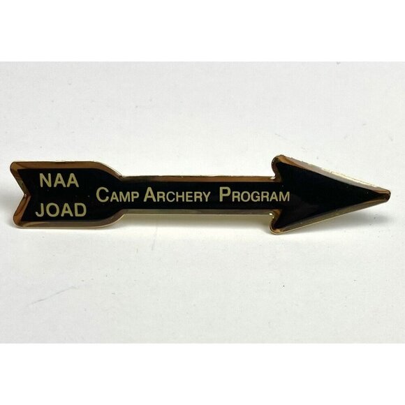 VTG 2.5" Black Goldtone CAA NAA JOAD Camp Archery Program Club Arrow Pin PINBACK - Picture 1 of 2